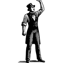 Vintage Man Holding Hand Above His Head