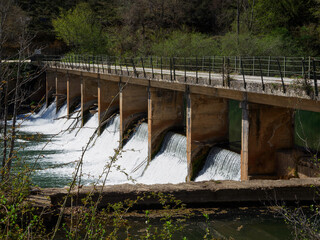 Gates of the Ebro river as it passes through St Mary's Rioseco, Spain.