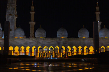 Beautiful mosque in Abu Dhabi at night. Sheikh Zayed Grand Mosque Centre