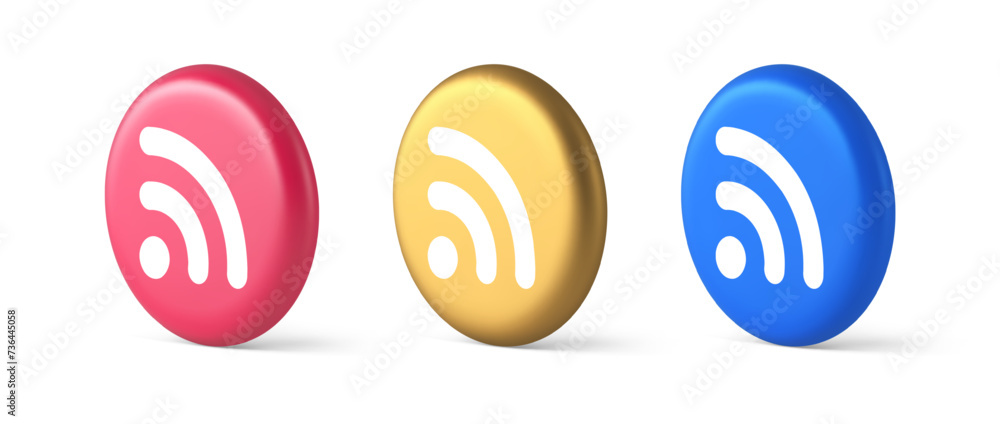 Poster wifi available access button wireless internet connection signal 3d realistic isometric circle icon