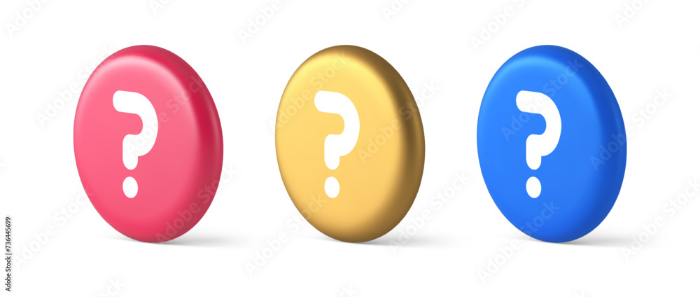 Aufkleber question mark button advise attention answer faq point internet info support 3d circle icon