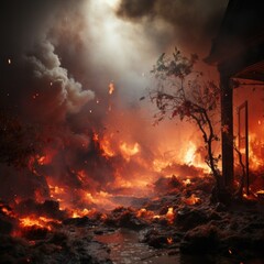 Fototapeta premium A photo of burning fire with smoke Generative AI