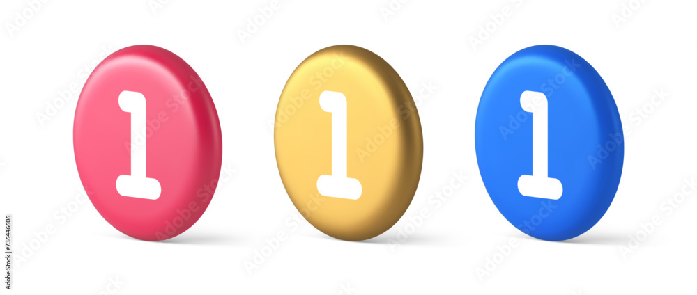 Poster one number button finance counting panel keyboard user interface 3d realistic isometric circle icon