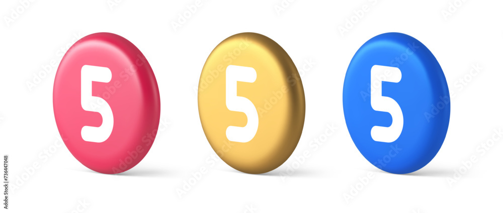 Poster five character calculator keyboard button financial counting 3d realistic isometric circle icon