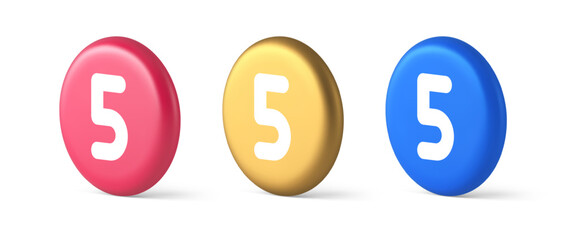 Five character calculator keyboard button financial counting 3d realistic isometric circle icon