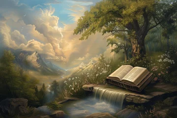 Foto op Plexiglas Imagining a serene landscape with a bible as its centerpiece © Sirisook