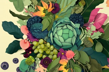 Illuminate the intricate details of plant based alternatives through AI generated illustrations
