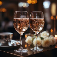 A photo of glasses on table Generative AI