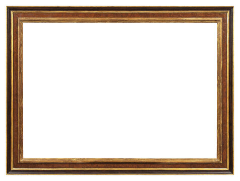 Narrow antique picture frame on a transparent background, in PNG format.