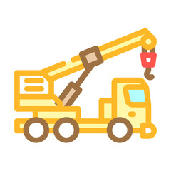 crane truck construction vehicle color icon vector illustration