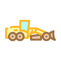grader machine construction vehicle color icon vector illustration