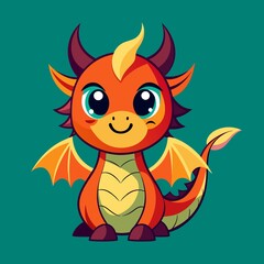 Cute Dragon Logo design, cute dragon cartoon logo vector illustration, dinosaurs logo icon design vector illustration, dragon logo open wings design