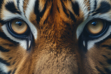 Close-up of a red tiger's eyes