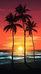 The beauty of a sunset with palm trees in a tropical setting.