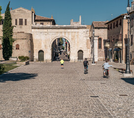 09/13/2019 - Fano, Pesaro and  Urbino province, Marche, Italy. the ancient triumphal arch of...