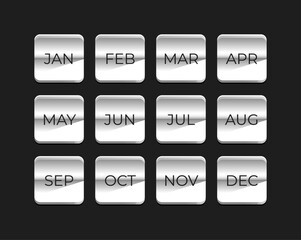 Vector simple icon calendar, month of the year, collection of calendar symbols.