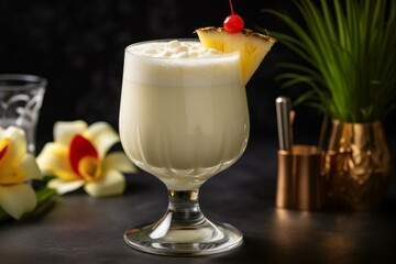 Pina colada cocktail. Fruit food. Generate Ai