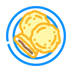 hotteok dessert korean cuisine color icon vector illustration