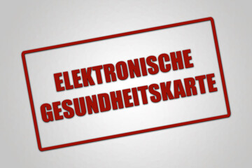 Elektronische Gesundheitskarte. Eine rote Stempel Illustration isoliert auf hellgrauem Hintergrund.