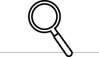Continuous Single line drawing of a search icon