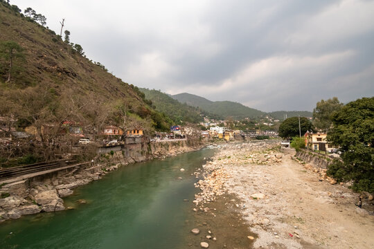 The beautiful Saryu river flowing through the hills around the Himalayan town of Bageshwar in the Kumaon district.