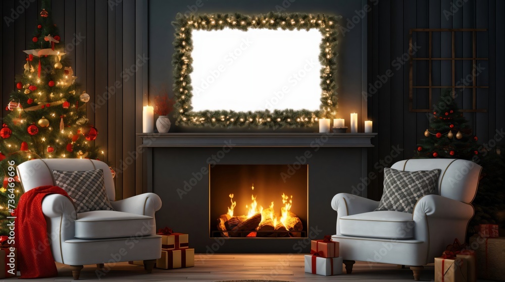 Canvas Prints living room with fireplace