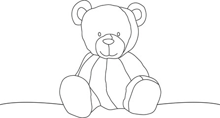 Cute Teddy bear in minimalist line art style vector