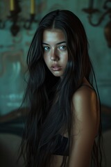 exotic and beautiful woman with long hair