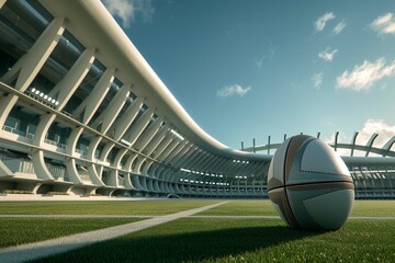 Rugby Stadium with Rugby Ball