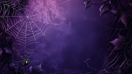 Purple background with cobwebs - obrazy, fototapety, plakaty