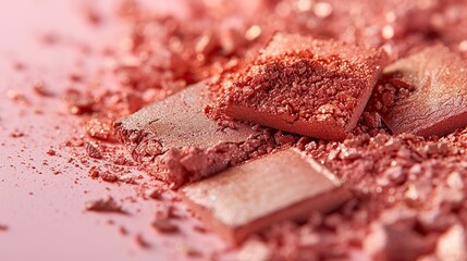 Photo of fashion makeup shadows in pink and gold tones on a delicate background, broken shadows