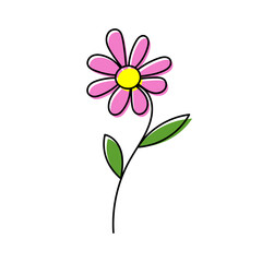Flower icon. Colored contour linear silhouette. Editable strokes. Vertical front view. Vector simple flat graphic hand drawn illustration. Isolated object on a white background. Isolate.