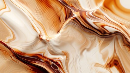 close up of chocolate swirl on white background with some smooth lines in it, liquid caramel close up