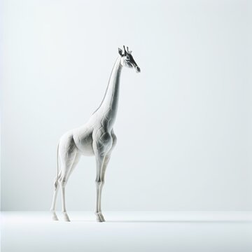 Elegant White Giraffe Sculpture in Minimalist Setting