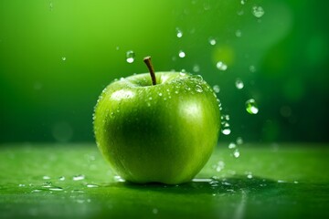 Fresh Green apple in a natural green background