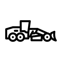 grader machine construction vehicle line icon vector illustration