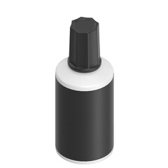 3D rendering illustration of a correction fluid bottle and brush tip