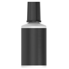 3D rendering illustration of a correction fluid bottle and brush tip
