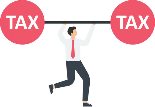 Businessman lifts a tax burden, Financial burden and Taxation, Tax responsibility or Business finance, Business obligations or Tax obligation concept, 
