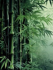 A bamboo tree showcasing its vibrant green leaves in great abundance.