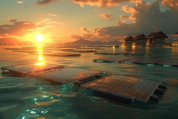 solar panels on a lake 