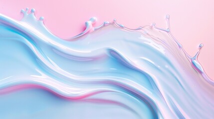 Texture of moisturizer slashes and waves on light pastel background, hydrating face cream or lotion for skin care - obrazy, fototapety, plakaty