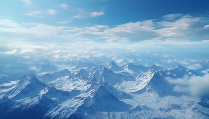 Fototapeta premium mountain view from an airplane window. 
