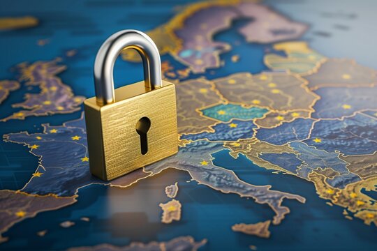 padlock on the EU map
