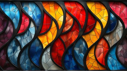 Stained glass window background with colorful abstract.