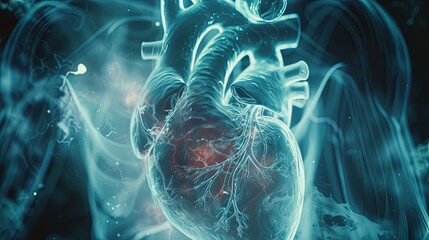 Human heart model in a medical laboratory.