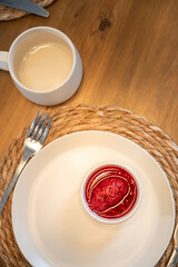 Eating in the morning. Morning coffee. Breakfast in the morning.