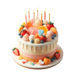 Birthday cake on white background