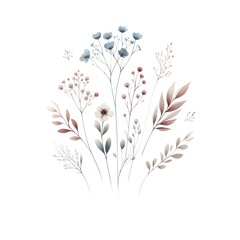 Minimalist Botanical Watercolor with Tiny Blossoms