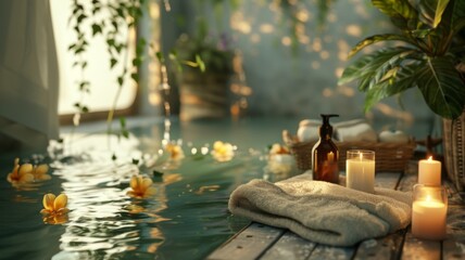 Elegant spa scene with a focus on luxury and self-care for ultimate relaxation